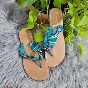 Vintage Y2K Bohemian Fabric Thong Sandals